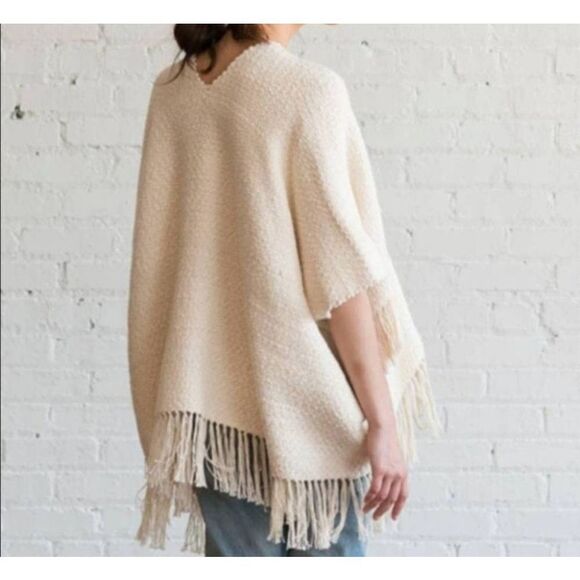 Apiece Apart Fringe cream  poncho OS - Picture 2 of 6